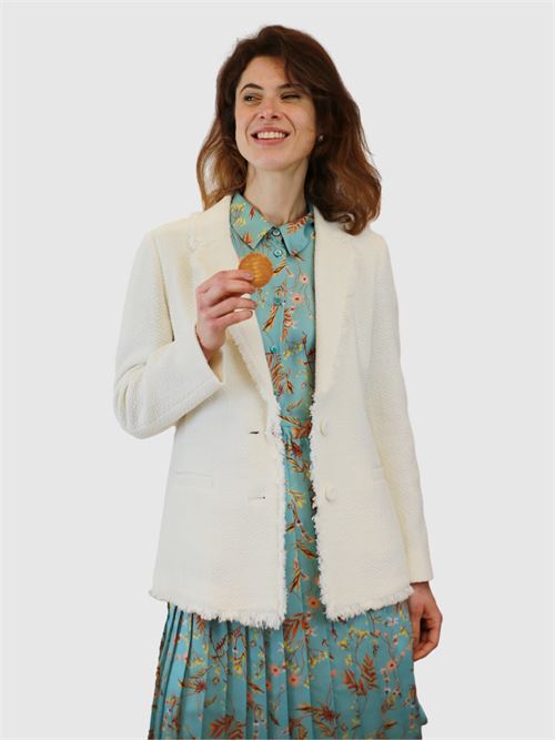 Cotton-blend basketweave blazer IBLUES | 2417041091200001