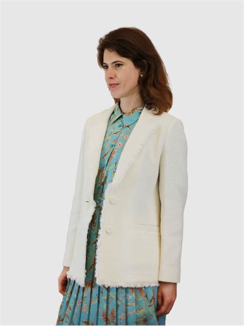 Cotton-blend basketweave blazer IBLUES | 2417041091200001