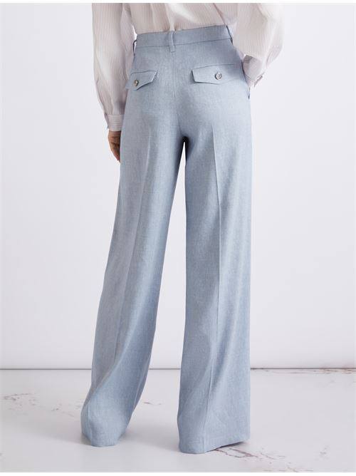 The reasons we love these palazzo trousers: their fluid fit, slimming cut and light linen and viscose fabric that sways with your every move. MARELLA | 2613131121200003