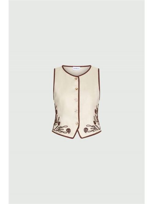 This new pure linen waistcoat, decorated with contrasting colour edges and embroidery, can be worn next to the skin like a sleeveless top. Lined for all-day comfort. MARELLA | 2613151012200003